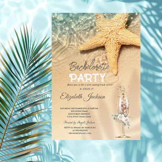 シーフィッシュストリングライト、花ガラスバチェロレッテ 招待状