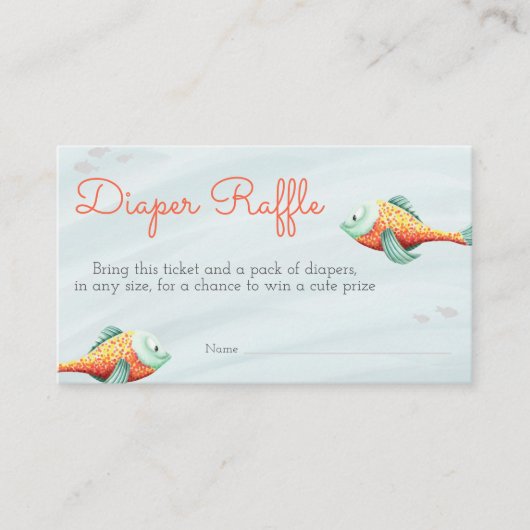 シーフィッシュニュートラルツインオムツラッフルの下でかわいい エンクロージャーカード (正面)