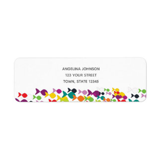 シーフィッシュパターカラフルン明るい夏のパーティーシック ラベル