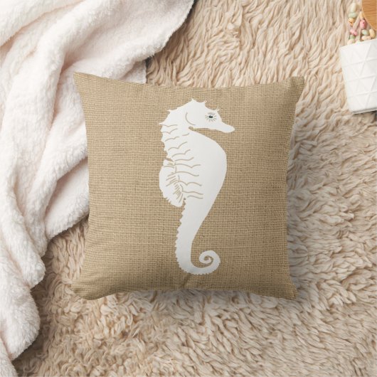 シーフェイクホース航海のとのバーラップ装飾用クッション クッション (ブランケット)