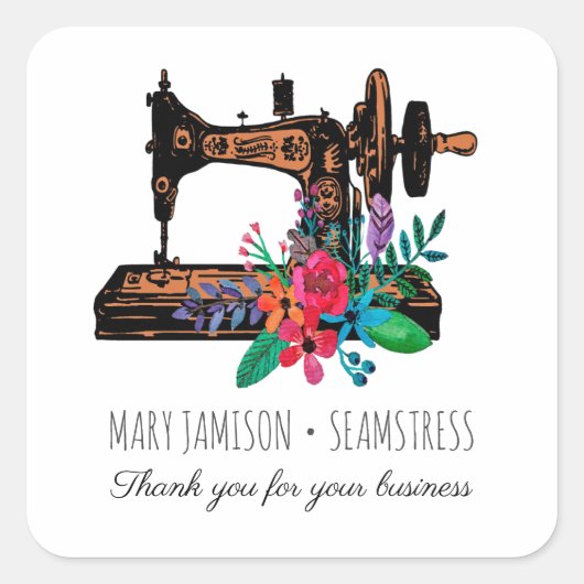 シーフェストテーラーヴィンテージ裁縫機械フローラ スクエアシール (正面)