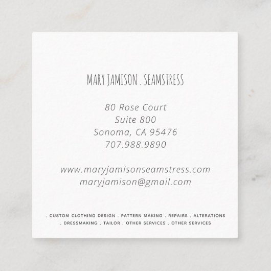 シーフェストテーラーヴィンテージ裁縫機械フローラ スクエア名刺 (裏面)