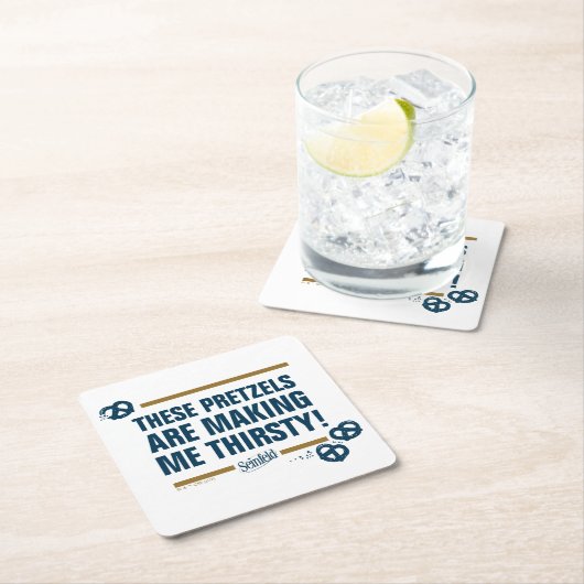 シーフェルド | "これらのプレッツェル"タイポグラフィグラフィック スクエアペーパーコースター (インサイチュ)