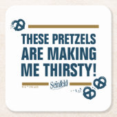 シーフェルド | "これらのプレッツェル"タイポグラフィグラフィック スクエアペーパーコースター (正面)