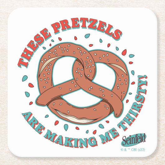 シーフェルド |プレッツェルが喉の渇きを癒してくれる スクエアペーパーコースター (正面)