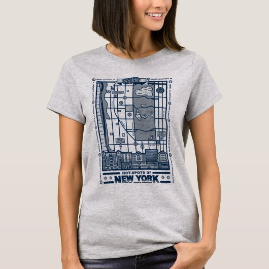 シーフェルド | Hot Spots of New York Map Tシャツ (正面)