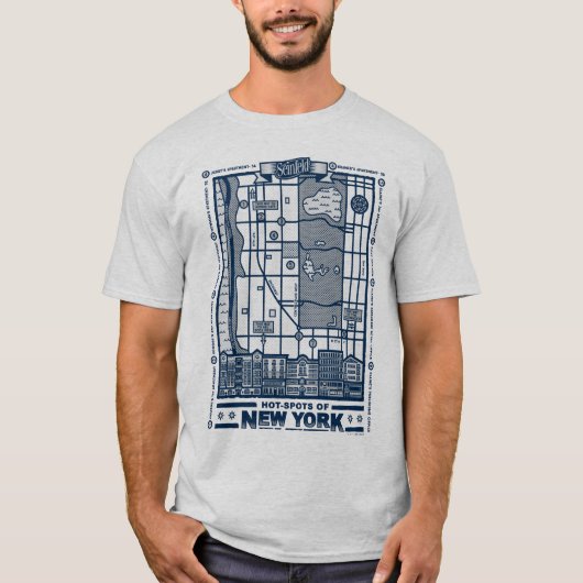 シーフェルド | Hot Spots of New York Map Tシャツ (正面)