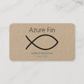 シーフエレガントィードレストラン | 魚のロゴとQRコード 名刺 (正面)