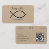 シーフエレガントィードレストラン | 魚のロゴとQRコード 名刺 (正面/裏面)
