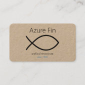 シーフエレガントィードレストラン | 魚のロゴとQRコード 名刺 (正面)