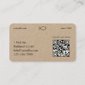 シーフエレガントィードレストラン | 魚のロゴとQRコード 名刺 (裏面)