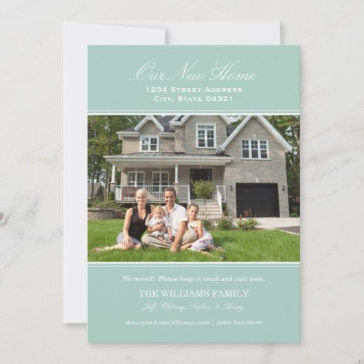 シーフエレガントォーム我が家の新しい写真の動き 案内状 (正面)