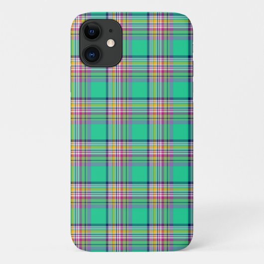 シーフォムグリーンとピンクのガーリー格子模様 Case-Mate iPhoneケース (裏面)