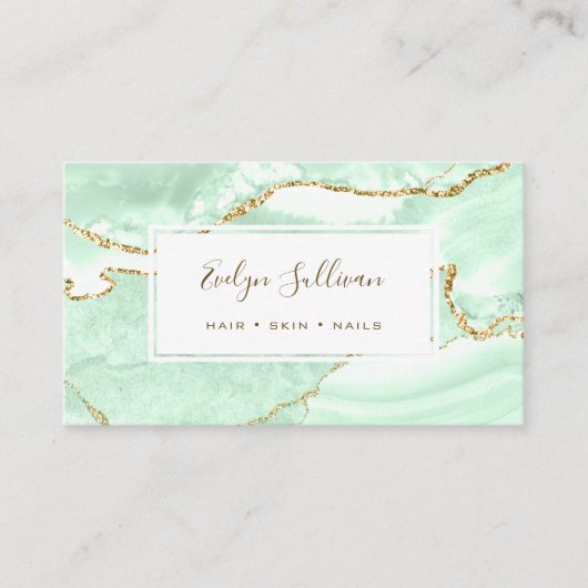 シーフォムグリーンと金ゴールド瑪瑙の名刺 名刺 (正面)