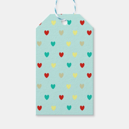 シーフォムグリーンの小さなハート ギフトタグ (正面)