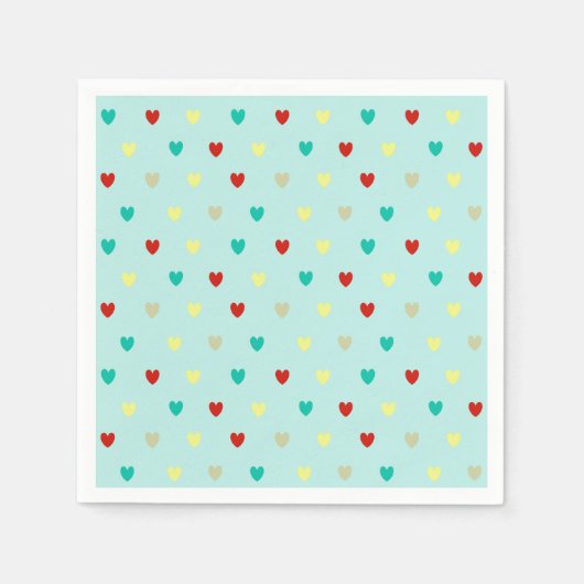 シーフォムグリーンの小さなハート スタンダードカクテルナプキン (正面)