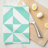 シーフォムグリーン幾何デコキューブパターン キッチンタオル (四つ折り)