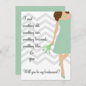 シーフォムミント・シェブロンが私の花嫁になる 招待状 (正面/裏面)