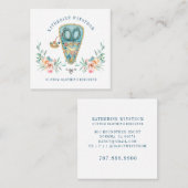 シーフォースファッションデザイナー裁縫ブルーピンク スクエア名刺 (正面/裏面)