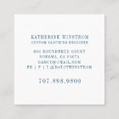 シーフォースファッションデザイナー裁縫ブルーピンク スクエア名刺 (裏面)