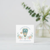 シーフォースファッションデザイナー裁縫ブルーピンク スクエア名刺 (スタンド正面)