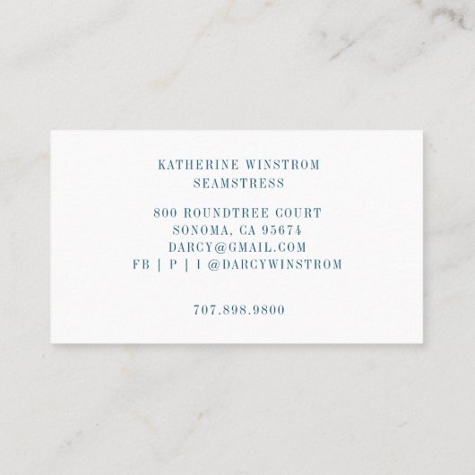 シーフォースファッションデザイナー裁縫ブルーピンク 名刺 (裏面)