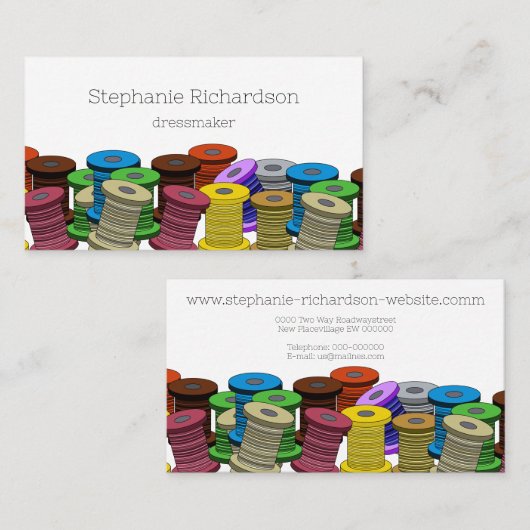 シーフォース裁縫テーラードレスメーカーのスレッド 名刺 (正面/裏面)