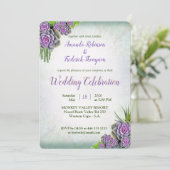 シーフォームとレイベンの多肉質のブーケ結婚ヒュース 招待状 (スタンド正面)