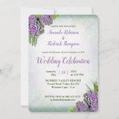 シーフォームとレイベンの多肉質のブーケ結婚ヒュース 招待状 (正面)