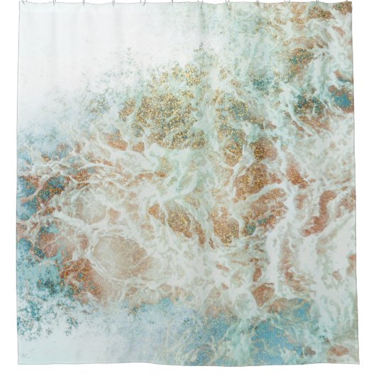 シーフォームグリッター大理石 シャワーカーテン (正面)