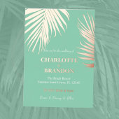 シーフォームグリーントロピカルパーム結婚リーフ金ゴールド 箔招待状
