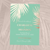 シーフォームグリーントロピカルパーム結婚リーフ金ゴールド 箔招待状