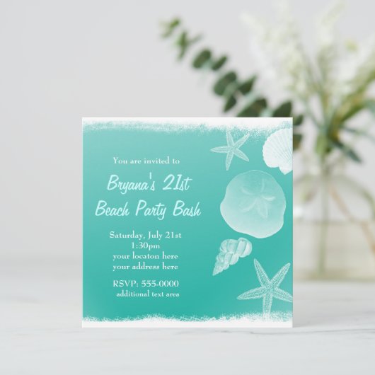 シーフォームグリーンビーチシーシェルズサマー招待状 招待状 (スタンド正面)