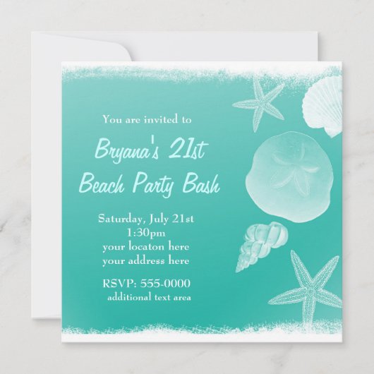 シーフォームグリーンビーチシーシェルズサマー招待状 招待状 (正面)