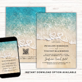 シーフォームハートビーチ結婚式招待状 招待状