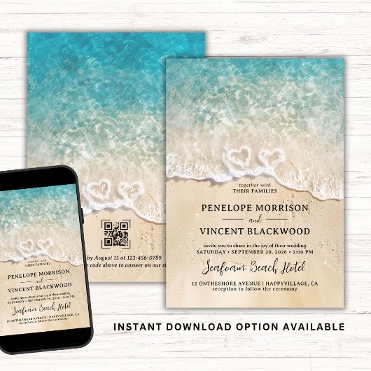 シーフォームハートビーチ結婚式招待状 招待状