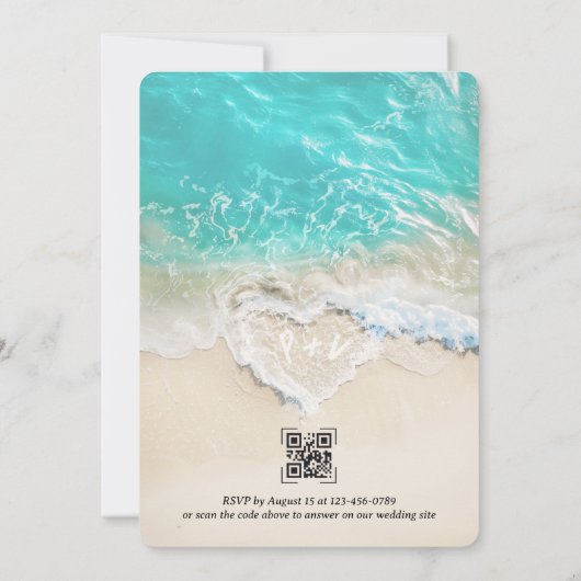 シーフォームハートビーチ結婚式招待状 招待状 (裏面)