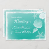 シーフォームビーチシーシェル結婚式招待状 招待状 (正面/裏面)