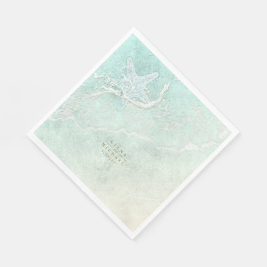 シーフォームビーチ結婚式スターフィッシュID837 スタンダードランチョンナプキン (角)