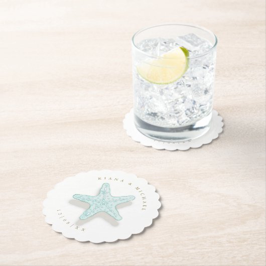 シーフォームビーチ結婚式スターフィッシュID837 ペーパーコースター (インサイチュ)