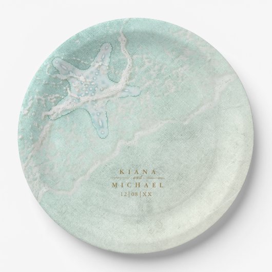 シーフォームビーチ結婚式スターフィッシュID837 ペーパープレート (正面)