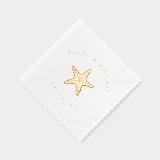 シーフォームビーチ結婚式スターフィッシュID837 箔ナプキン (右)