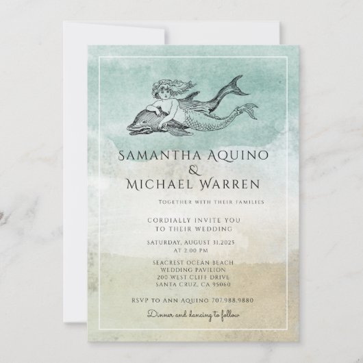 シーフォーム海ビーチ結婚式招待状 招待状 (正面)