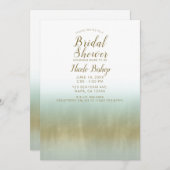 シーフォーム金ゴールドホワイトエレガントビーチブライダルシャワー 招待状 (正面/裏面)