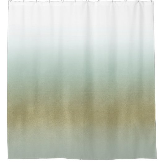 シーフォーム金ゴールドホワイトエレガントビーチモダンコースト シャワーカーテン (正面)