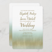 シーフォーム金ゴールドホワエレガントイモダンビーチ結婚ズ 招待状 (正面/裏面)