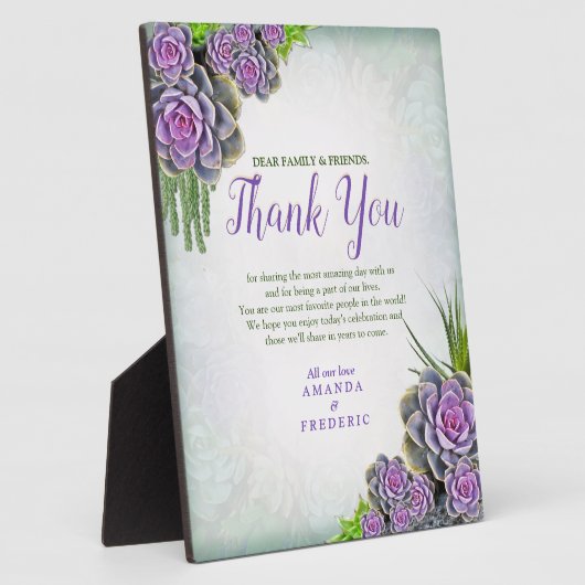 シーフォーム&ラベンダーの多肉質のブーケヒュース フォトプラーク (側面)