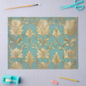 シーフオムグリーンと金ゴールドデコペ伝統的ージ 薄葉紙 (クラフト)