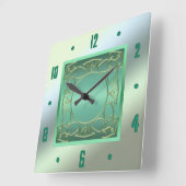 シーフオムグリーンウォールクロック スクエア壁時計 (傾斜)