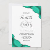 シーフオムグリーンシルバーAgate 結婚 Corners 招待状 (正面)